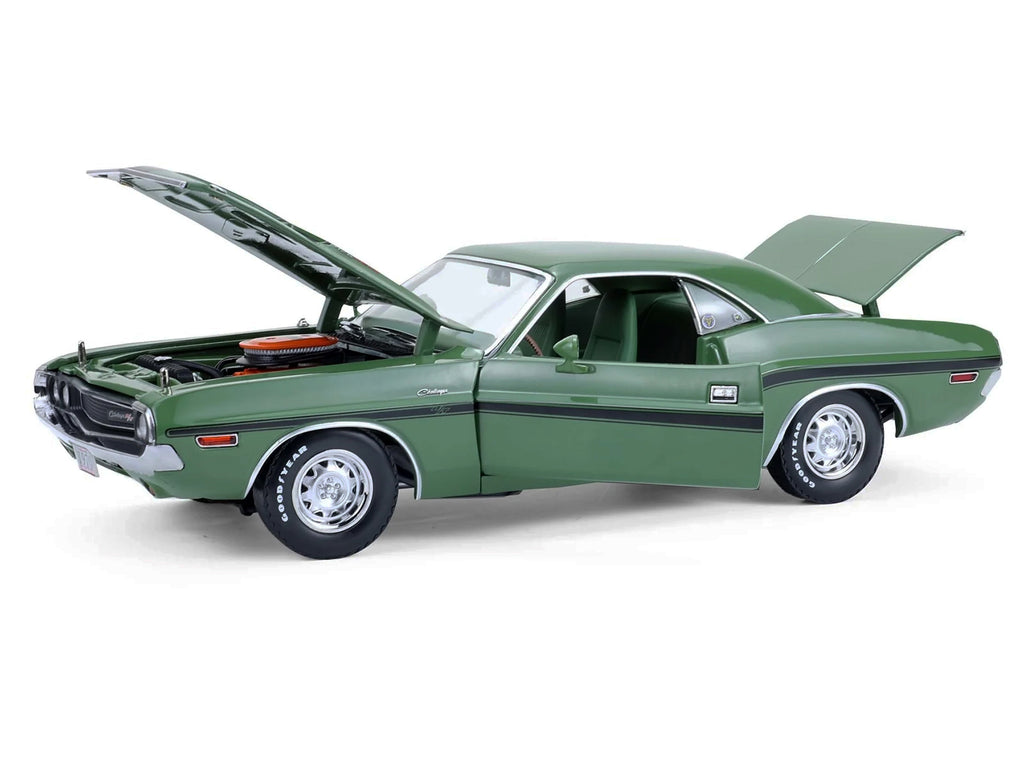 1970 Dodge Challenger R/T Hemi F8 Green with Black Stripes and Green Interior "Mr. Norm's Challenger" 1/18 Diecast Model Car by Greenlight