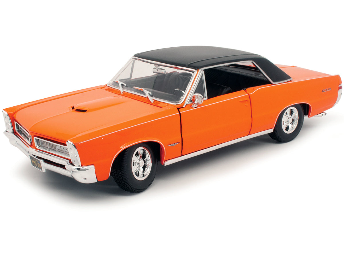 1965 Pontiac GTO Hurst Orange with Black Top and White Stripes "Special Edition" 1/18 Diecast Model Car by Maisto
