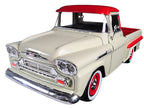 1958 Chevrolet Apache Fleetside Pickup Truck Cream with Red Top 1/24 Diecast Model Car by Motormax