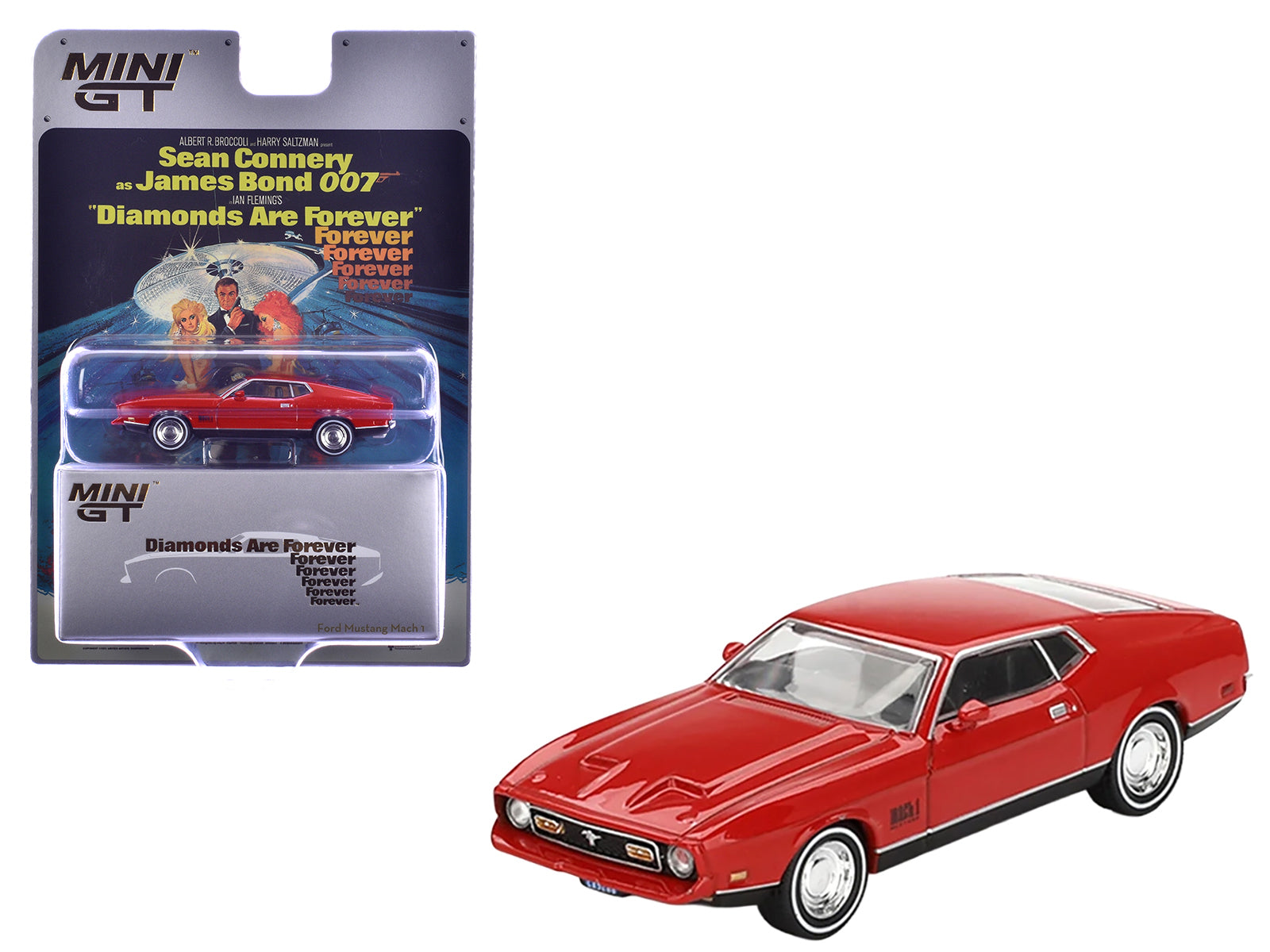 Ford Mustang Mach 1 Red 007 James Bond "Diamonds Are Forever" (1971) Movie Limited Edition 1/64 Diecast Model Car by Mini GT