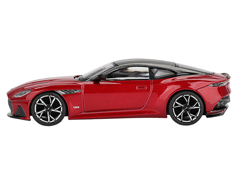 Aston Martin DBS RHD (Right Hand Drive) Hyper Red Metallic with Carbon Top Limited Edition 1/64 Diecast Model Car by Mini GT