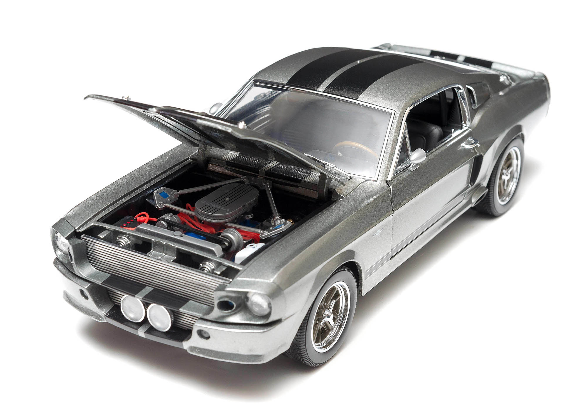 1967 Ford Mustang Custom "Eleanor" Gray Metallic with Black Stripes "Gone in 60 Seconds" (2000) Movie 1/18 Diecast Model Car by Greenlight