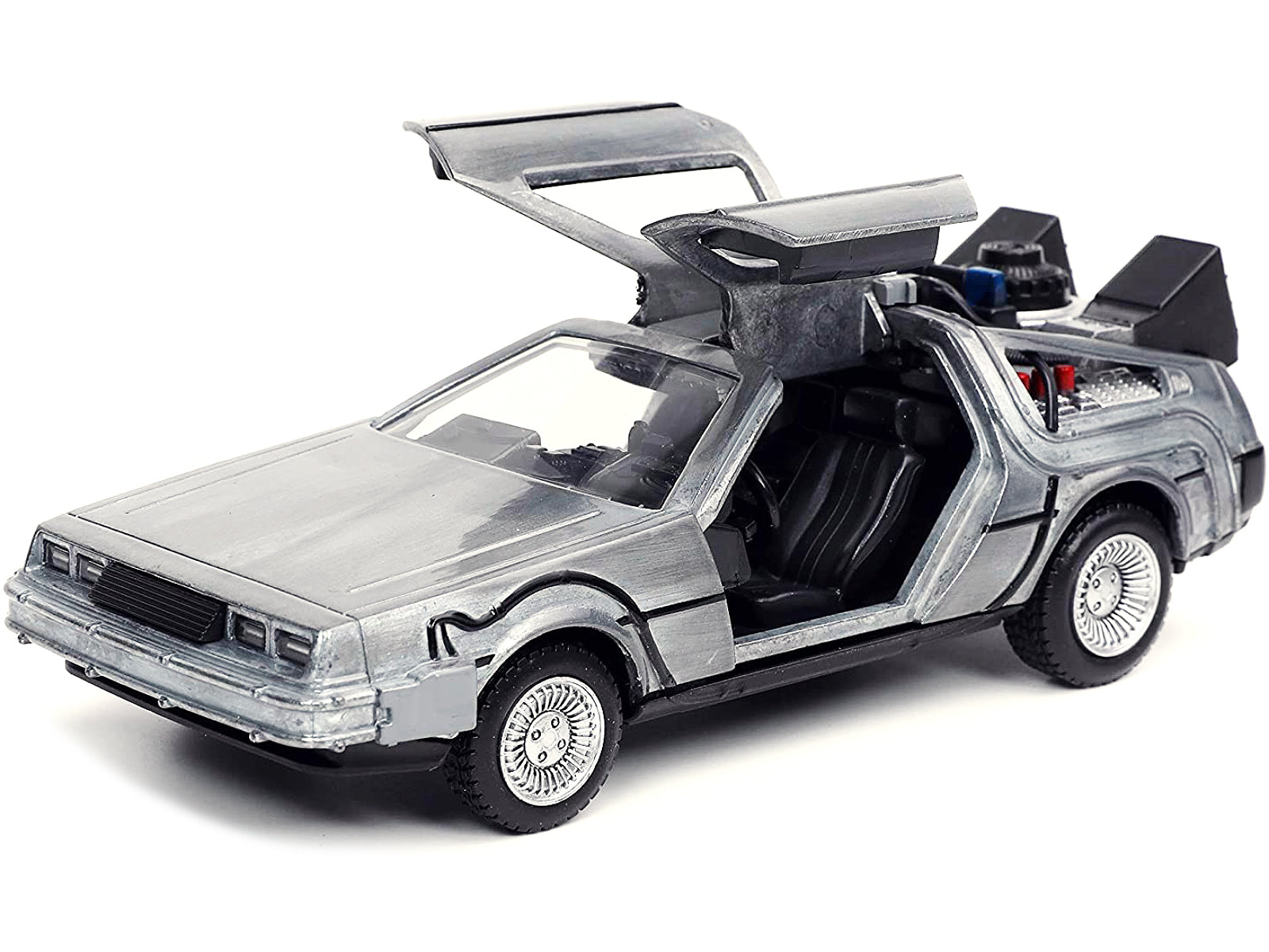 DeLorean DMC (Time Machine) Brushed Metal "Back to the Future Part I" (1985) Movie "Hollywood Rides" Series 1/32 Diecast Model Car by Jada