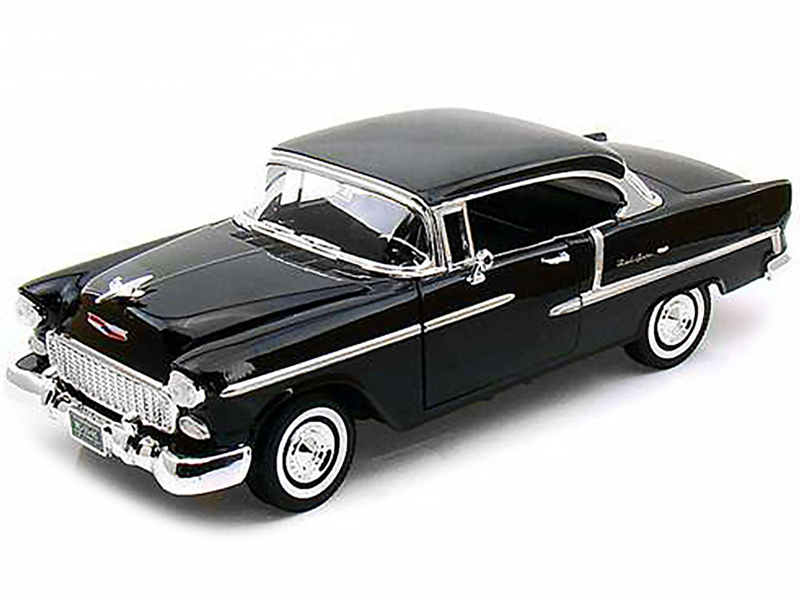 1955 Chevrolet Bel Air Hard Top Black 1/18 Diecast Car Model by Motormax